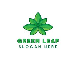 Green Cannabis Weed Leaf logo design