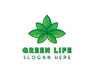 Green Cannabis Weed Leaf logo design