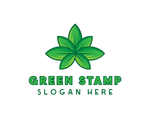 Green Cannabis Weed Leaf logo design