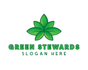 Green Cannabis Weed Leaf logo design