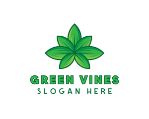 Green Cannabis Weed Leaf logo design