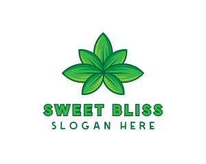 Green Cannabis Weed Leaf logo design