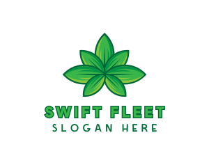 Green Cannabis Weed Leaf logo design