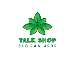 Green Cannabis Weed Leaf logo design