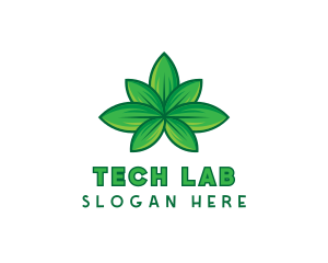 Green Cannabis Weed Leaf logo design