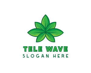 Green Cannabis Weed Leaf logo design