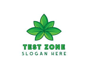 Green Cannabis Weed Leaf logo design