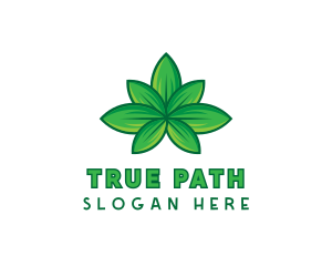 Green Cannabis Weed Leaf logo design