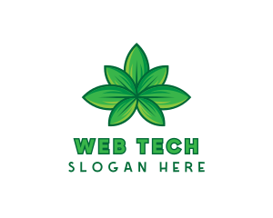 Green Cannabis Weed Leaf logo design