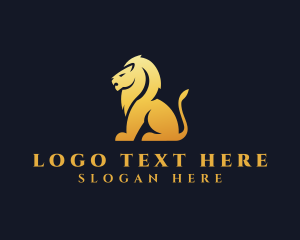 Sitting Golden Lion Animal logo