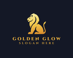 Sitting Golden Lion Animal logo design