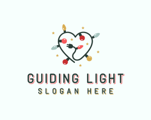 Christmas Lights Heart logo design