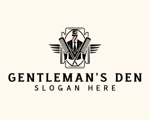 Retro Gentleman Barbershop logo design