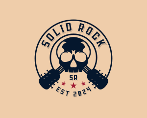 Skull Rockstar Guitar logo design