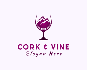 Wine Glass Mountain Peak logo design