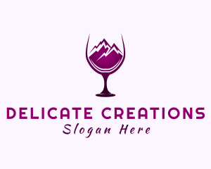 Wine Glass Mountain Peak logo design