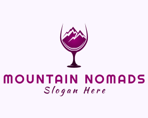 Wine Glass Mountain Peak logo design