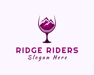 Wine Glass Mountain Peak logo design