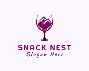 Wine Glass Mountain Peak logo design