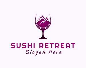 Wine Glass Mountain Peak logo design