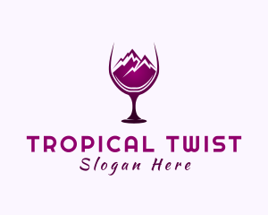 Wine Glass Mountain Peak logo design