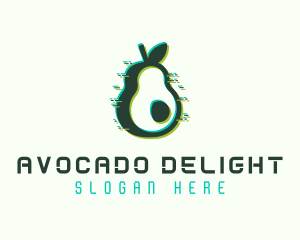 Green Avocado Glitch logo design