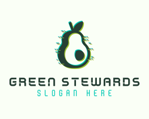 Green Avocado Glitch logo design