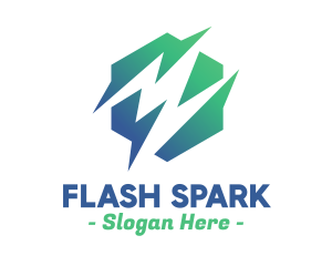 Green Abstract Spark Shape logo design