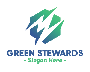 Green Abstract Spark Shape logo design