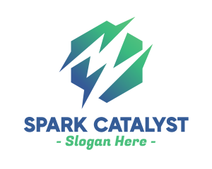 Green Abstract Spark Shape logo design