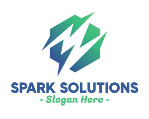 Green Abstract Spark Shape logo design