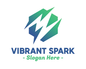 Green Abstract Spark Shape logo design