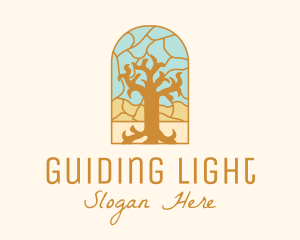 Multicolor Stained Glass Tree  logo design