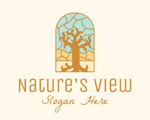 Multicolor Stained Glass Tree  logo design