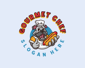 Bulldog Hotdog Chef logo design