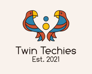 Twin Parrot Bird logo design