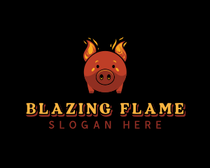 Flaming Pork Grill logo design