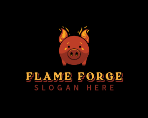 Flaming Pork Grill logo design