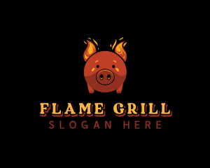 Flaming Pork Grill logo design