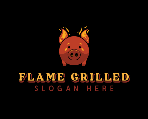 Flaming Pork Grill logo design