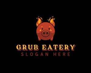 Flaming Pork Grill logo design