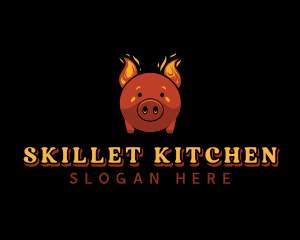 Flaming Pork Grill logo design