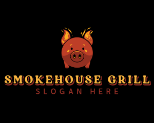 Flaming Pork Grill logo design