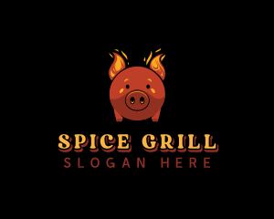 Flaming Pork Grill logo design