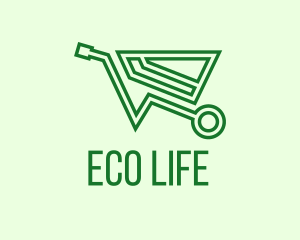 Green Eco Wheelbarrow logo design