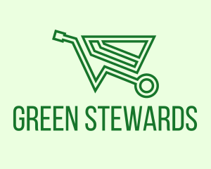 Green Eco Wheelbarrow logo design