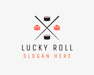 Japanese Sushi Roll Chopsticks logo design