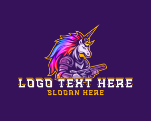 Shooter - Unicorn Rainbow Gaming logo design