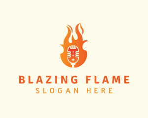 Flaming Mic Studio logo design