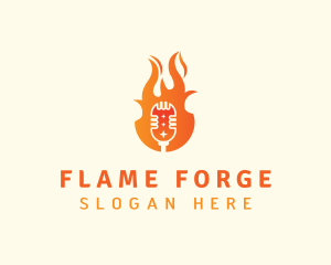 Flaming Mic Studio logo design